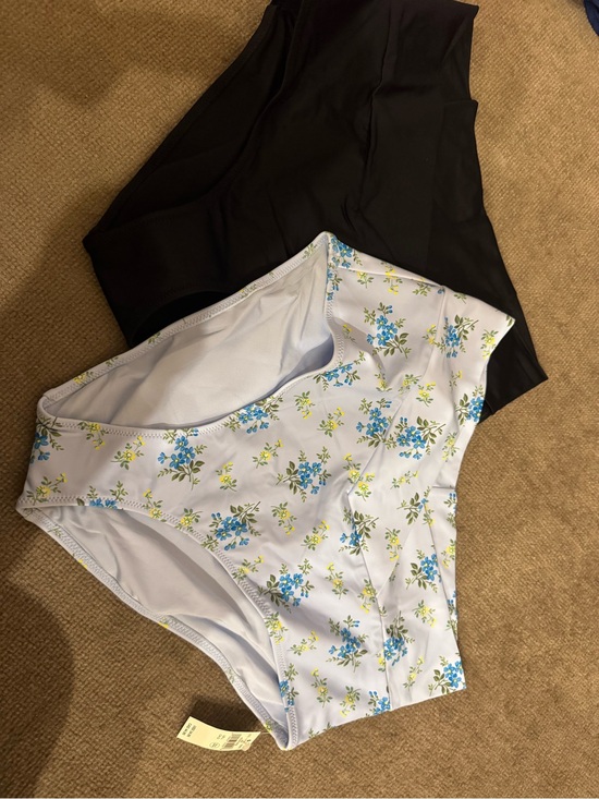 aerie Other - aerie Floral Light Blue and Black High-Waist Swim Bottoms